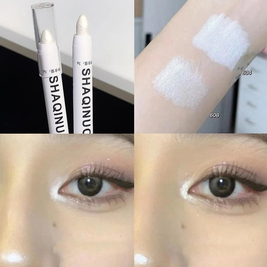 Matte Eyeshadow & – White Eyeliner Stick – Shimmer Silver Highlighter Pen✨