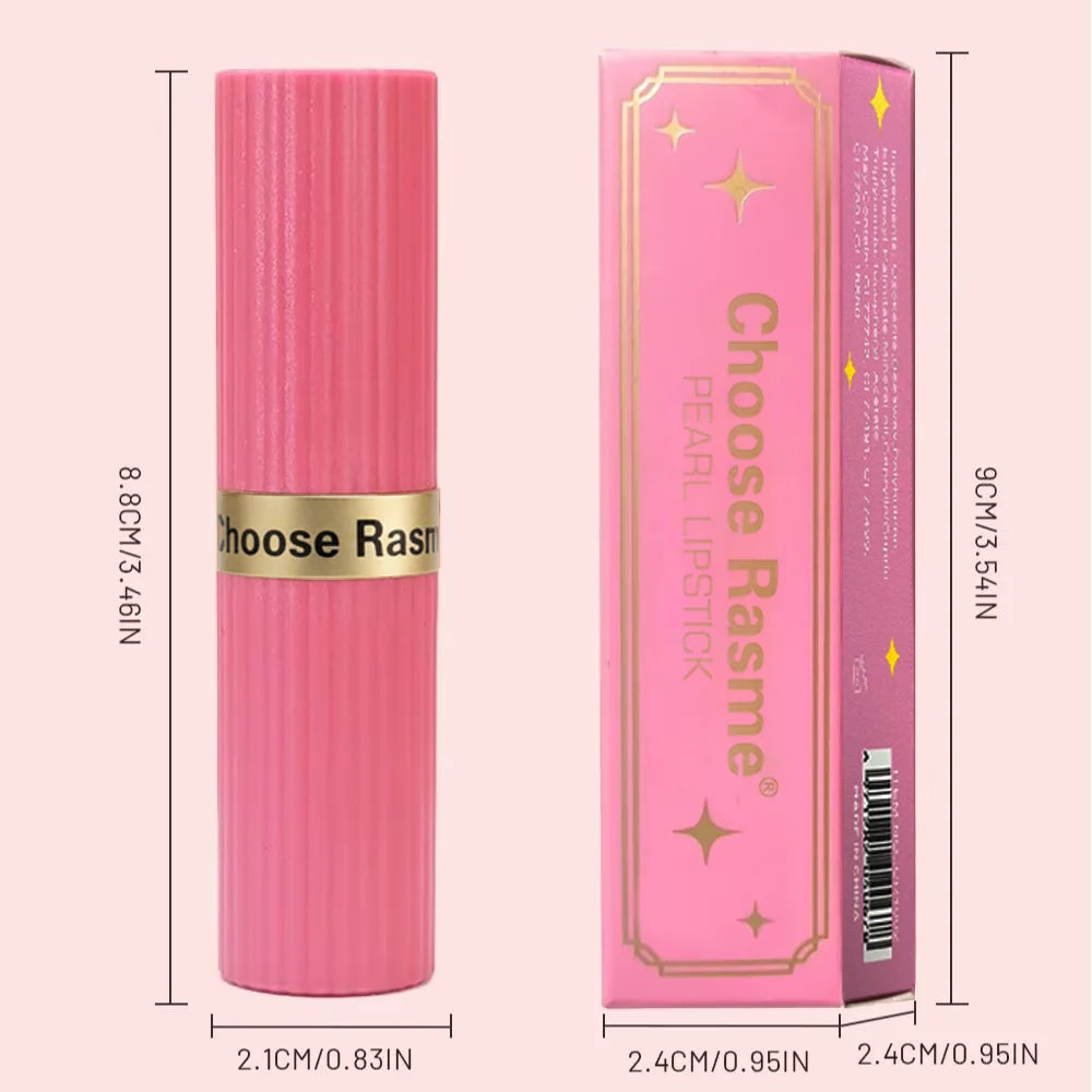 Pearlescent Pink Glitter Lipstick – Waterproof Metallic Velvet Diamond Shine Lip Color✨