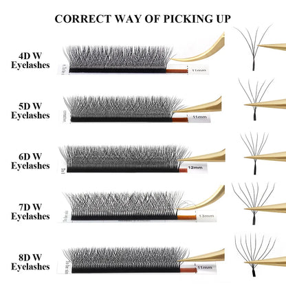 W Shape Premade – Fan Lash Extensions Set – 3D–6D Volume✨