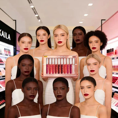 Matte Liquid Lipstick Set (10PC ) – Waterproof Velvet Nude & Red Lip Gloss Collection✨