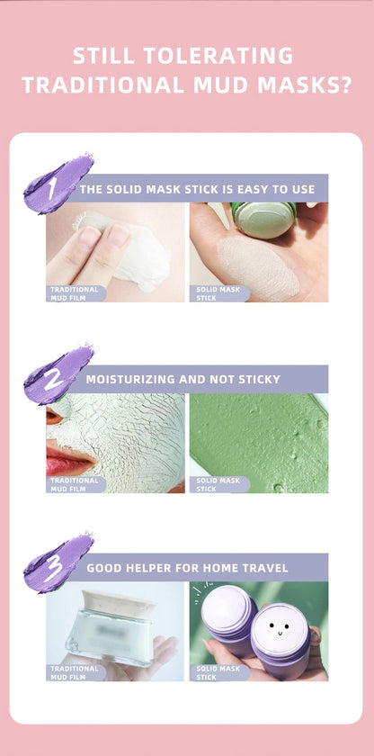 Solid Facial Mask Stick (Green Tea / Honey Peach / Charcoal Eggplant) ✨