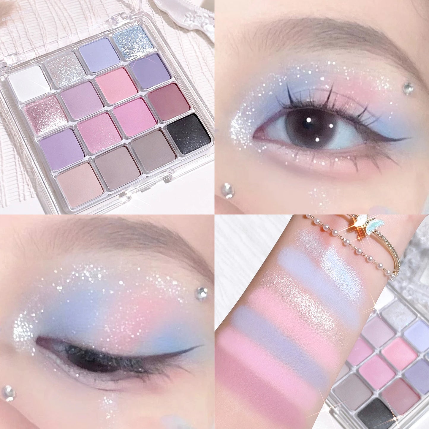16-Color Sunset Eyeshadow – Palette – Matte & Pearl Korean Glow✨
