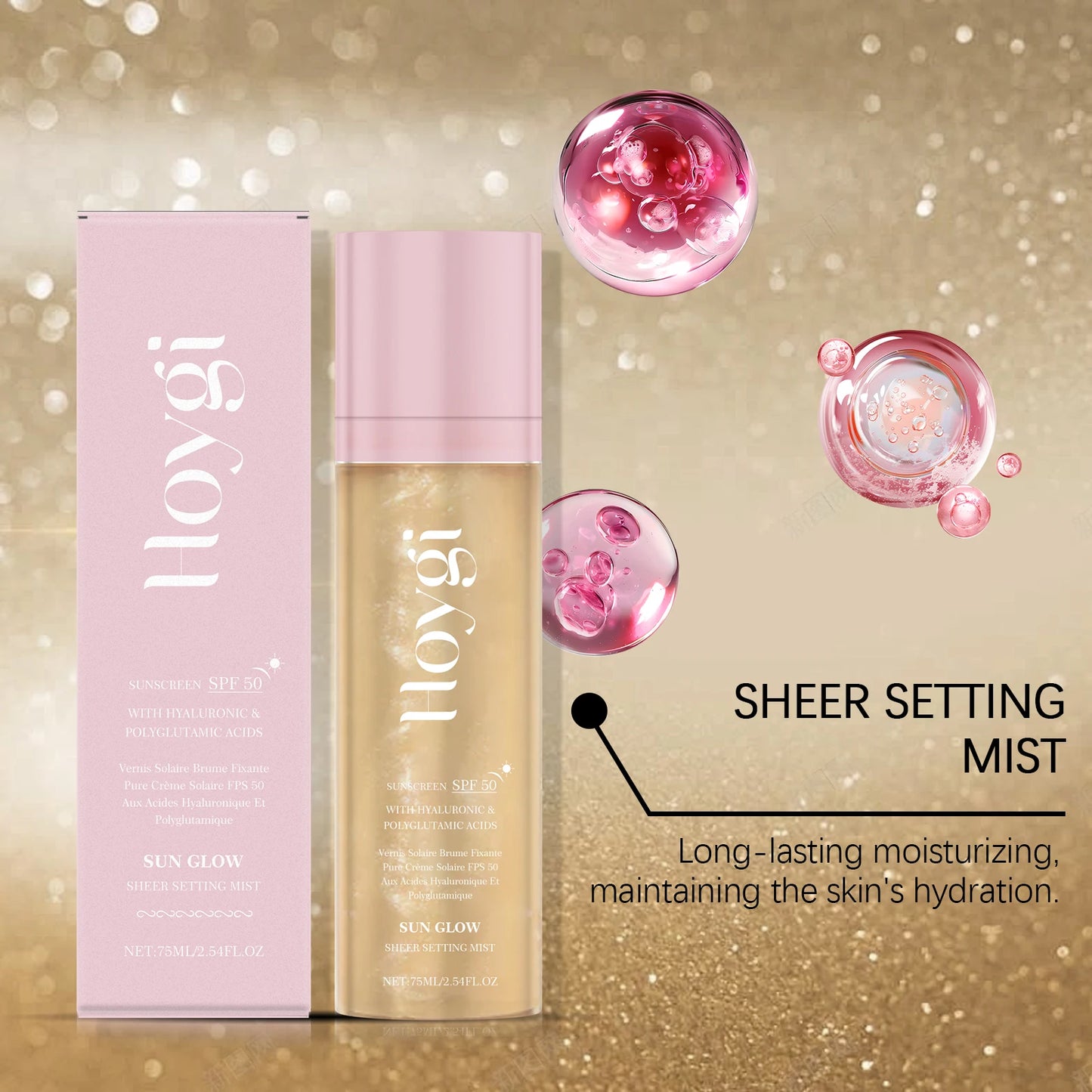 Hoygi SPF 50+ Setting Spray – Matte Oil-Control Makeup Fixer with Waterproof Long-Lasting Sun Protection✨