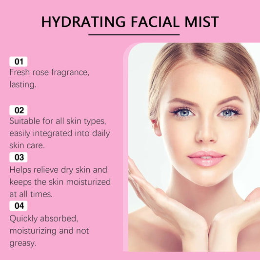 Rose Hydrating Facial Spray – Moisturizing & Pore-Refining Toner Mist✨