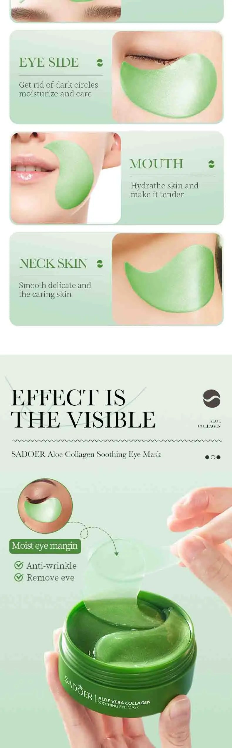 Aloe Vera Collagen Eye Patches – Hydrating & Firming Under Eye Mask✨