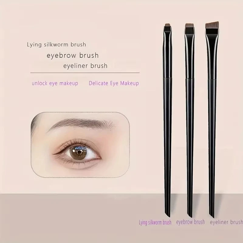 3-Piece Precision Eye – Makeup Brush Set – Angled Eyebrow, Eyeliner &amp; Ultra-Fine Eyeshadow Brushes✨