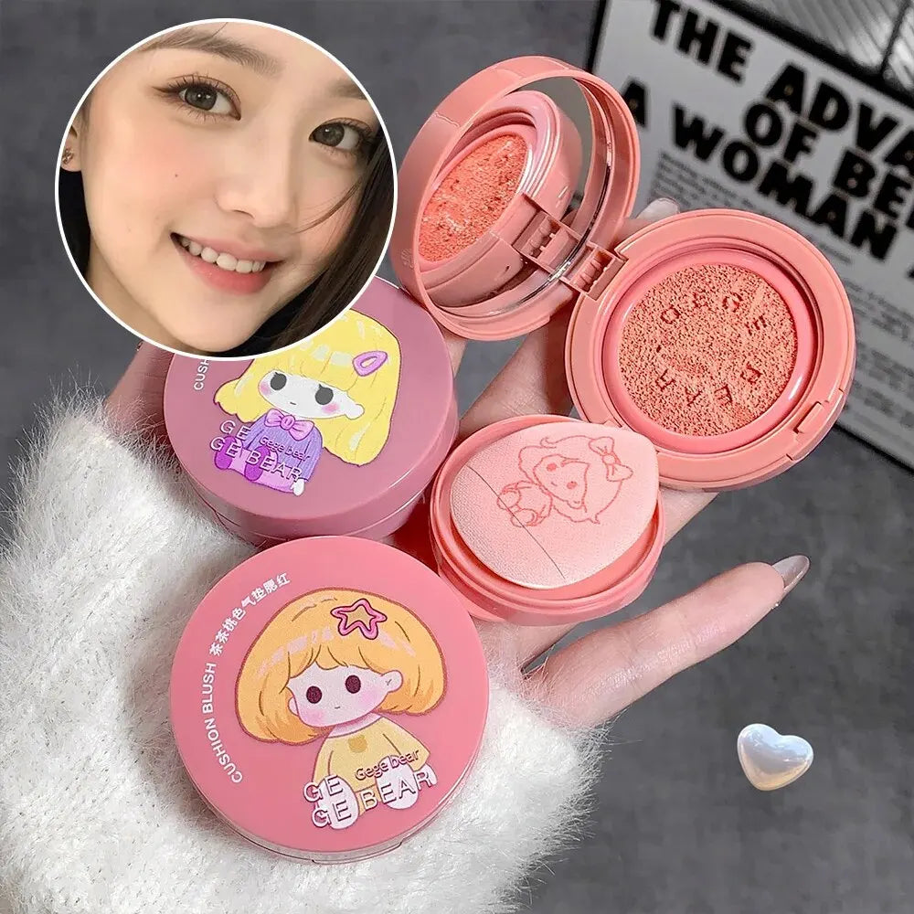 Gege Bear Cushion – Blush With Powder Puff – Long-Lasting Blendable Cheek Color for Natural Glow✨