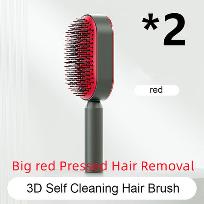 Self-Cleaning Hair Brush for Women – One-Key Cleaning Scalp Massage Comb, Anti-Static Detangling Air Cushion Hairbrush