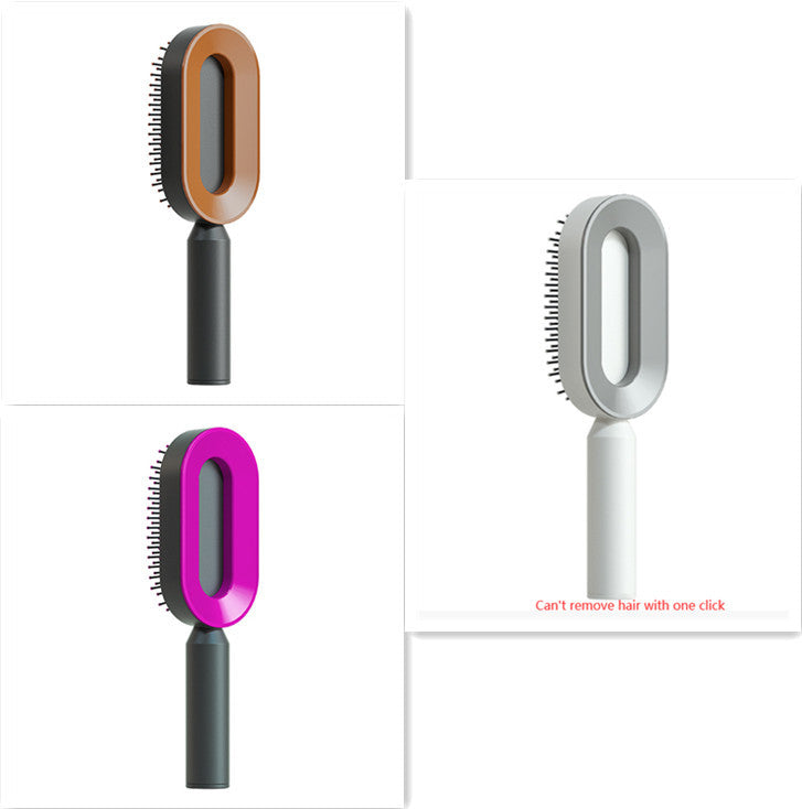 Self-Cleaning Hair Brush for Women – One-Key Cleaning Scalp Massage Comb, Anti-Static Detangling Air Cushion Hairbrush