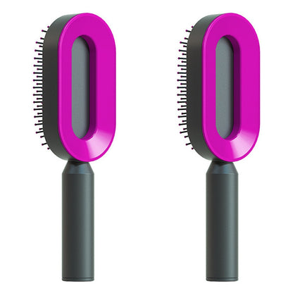 Self-Cleaning Hair Brush for Women – One-Key Cleaning Scalp Massage Comb, Anti-Static Detangling Air Cushion Hairbrush