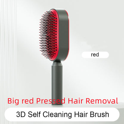 Self-Cleaning Hair Brush for Women – One-Key Cleaning Scalp Massage Comb, Anti-Static Detangling Air Cushion Hairbrush
