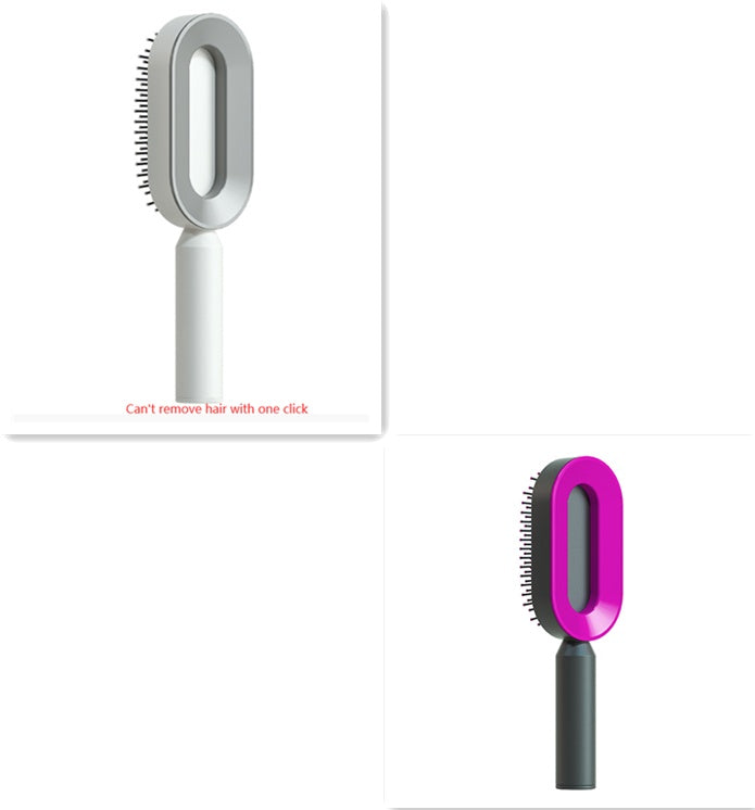 Self-Cleaning Hair Brush for Women – One-Key Cleaning Scalp Massage Comb, Anti-Static Detangling Air Cushion Hairbrush