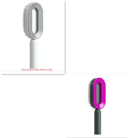 Self-Cleaning Hair Brush for Women – One-Key Cleaning Scalp Massage Comb, Anti-Static Detangling Air Cushion Hairbrush